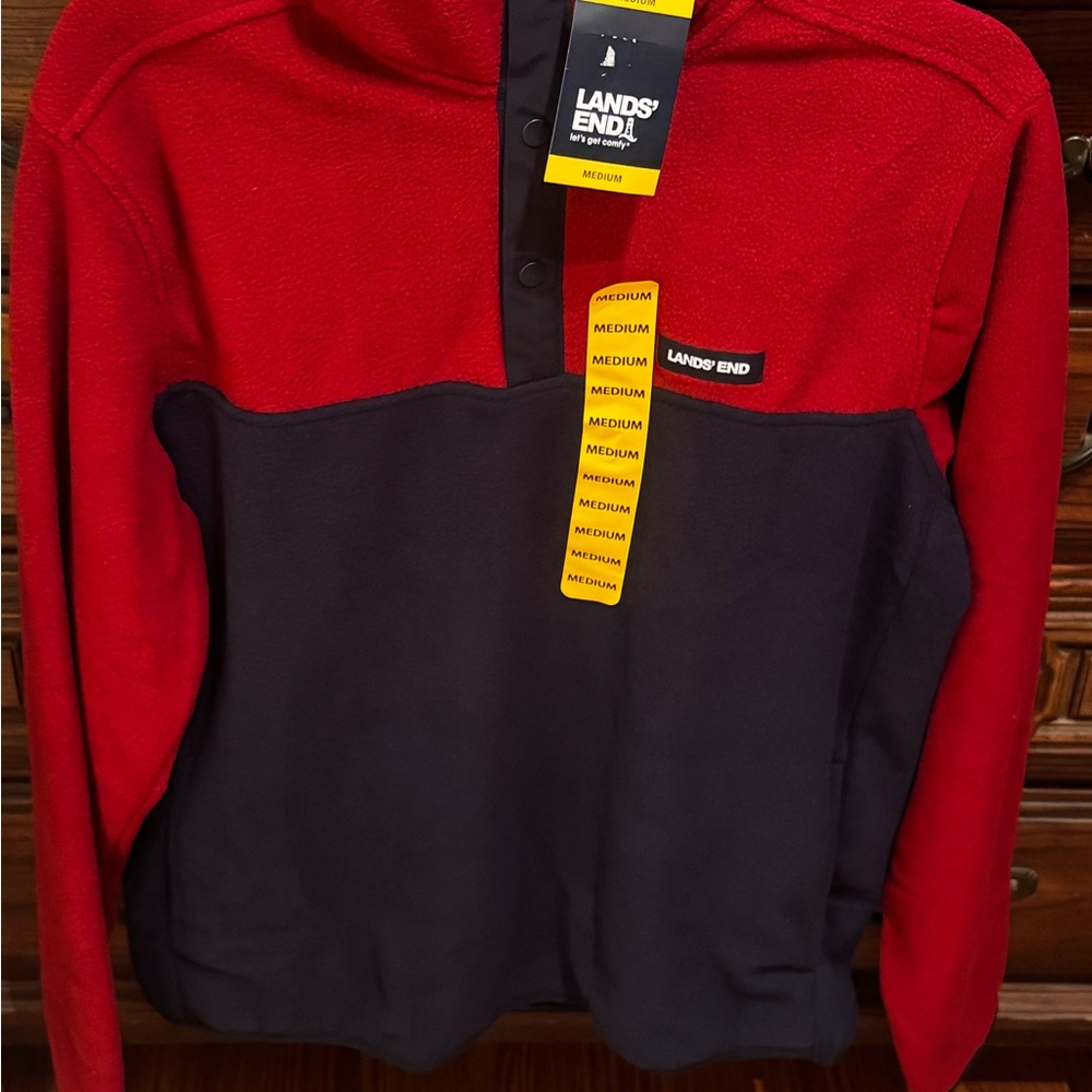 Lands' End Red and Black Fleece Top